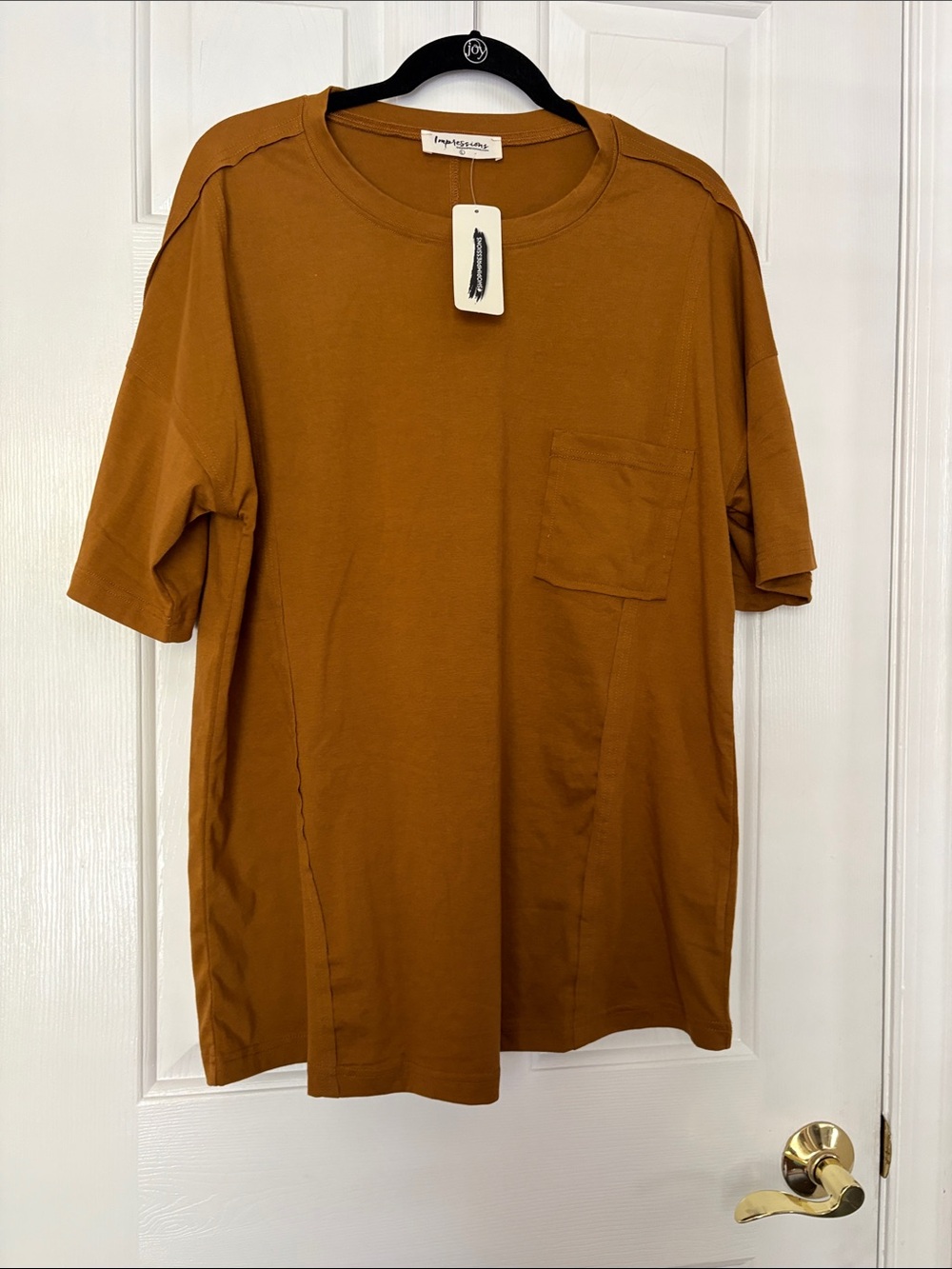 Impressions Women’s Short-Sleeve Pocket Tee - Rust Brown